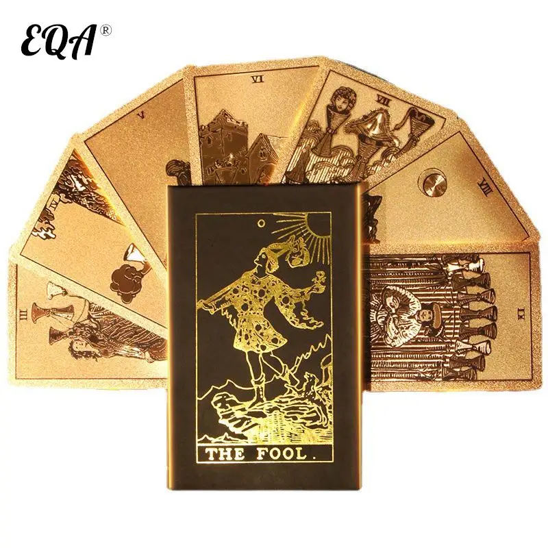 

Luxury Gold Foil Tarot Card Set Tarot Cards Gift Box Hot Stamping PVC Waterproof Wear-resistant Board Game Solitaire Divination