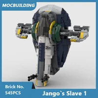 moc building blocks jangos slave 1 spaceship model space wars movie series diy assembled bricks children toys gifts 545pcs