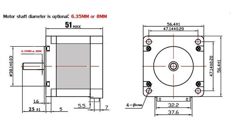 Шаговый двигатель 23HS5128 Nema 23, 57, 101 нм, см, 2,8 А, 51 мм, 1 шт. AliExpre