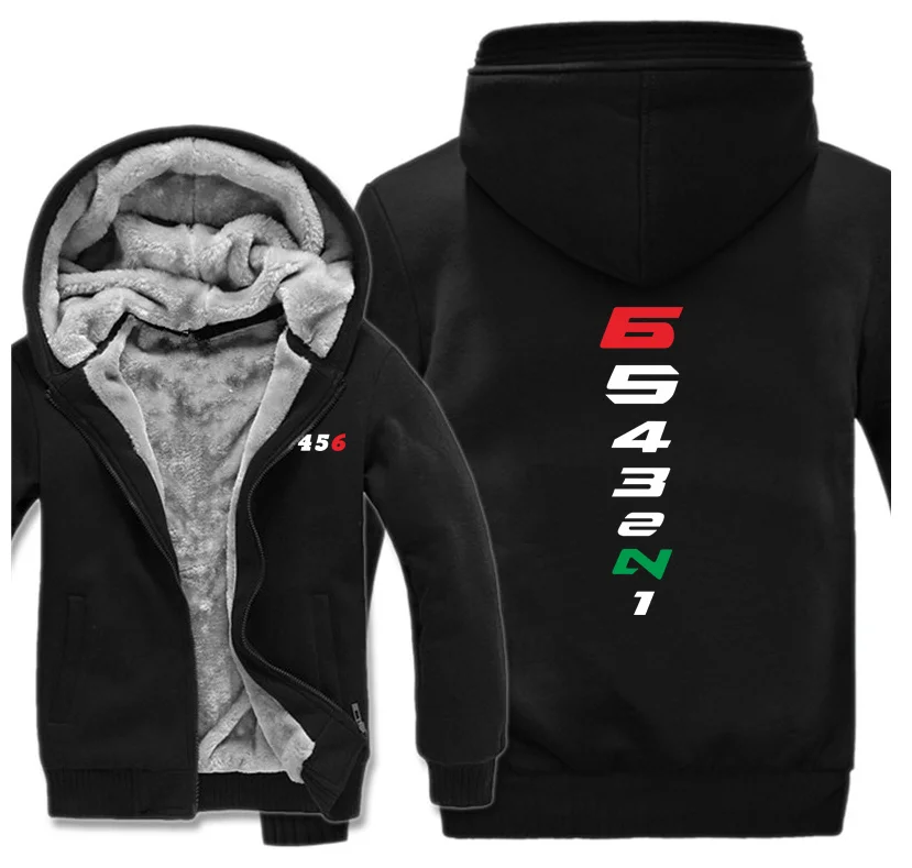

New International gear of motorcycle Men's Winter Hoodies Thickened Warm Casual Coat Zipper Solid Color Fleece Long Sleeve Jack