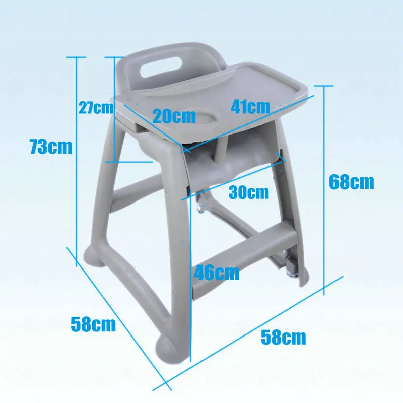 PP Plastic Kids Dining Highchair, 4 Wheels Children Chair With Adjust Tray, Can Be Baby Booster Seat, Free Gift Included