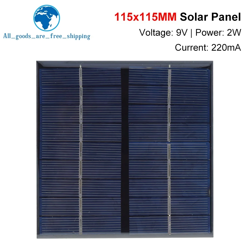 9V 2W 220MA Solar Panel 115X115MM Mini Solar System DIY For 