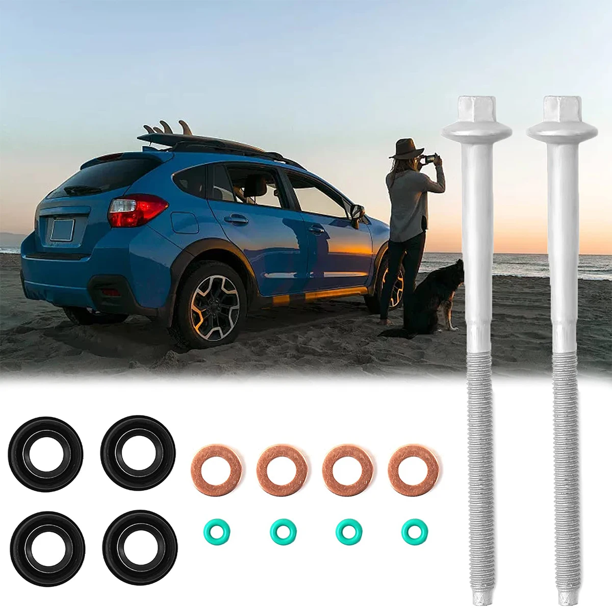 

2022 New Fuel Injector Seal Kit with Gasket Fuel Injection O-Ring Kit for Ford OE: 6C1Q-6K780-AB, 6C1Q-9M577-AB, 1372494,