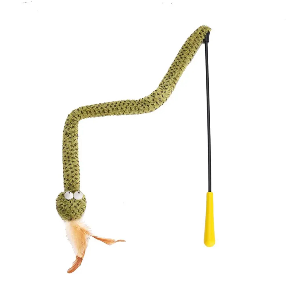 

Cat Snake-shaped Teasing Stick Elasticity Wand Funny Interactive Cat Feather Toys Kitten Supplies For Indoor Cats