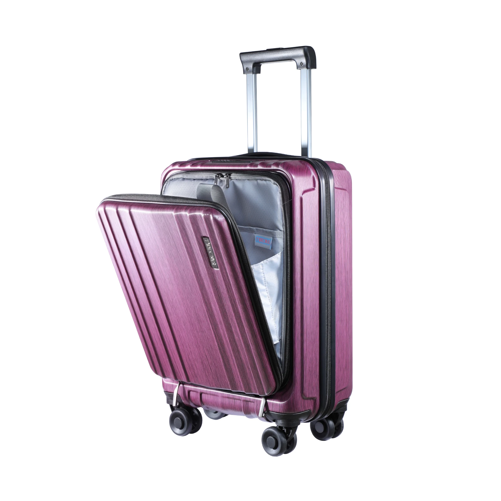 20 Inch With Front Compartment & Expandable Abs+pc Tsa Approved Lock Ykk Zipper Spinner Silent Wheels