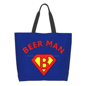 Beerman Printed Casual Tote Large Capacity Female Handbags Beerman Parody Comics Humor Super Logo Man Of Steel Superhero