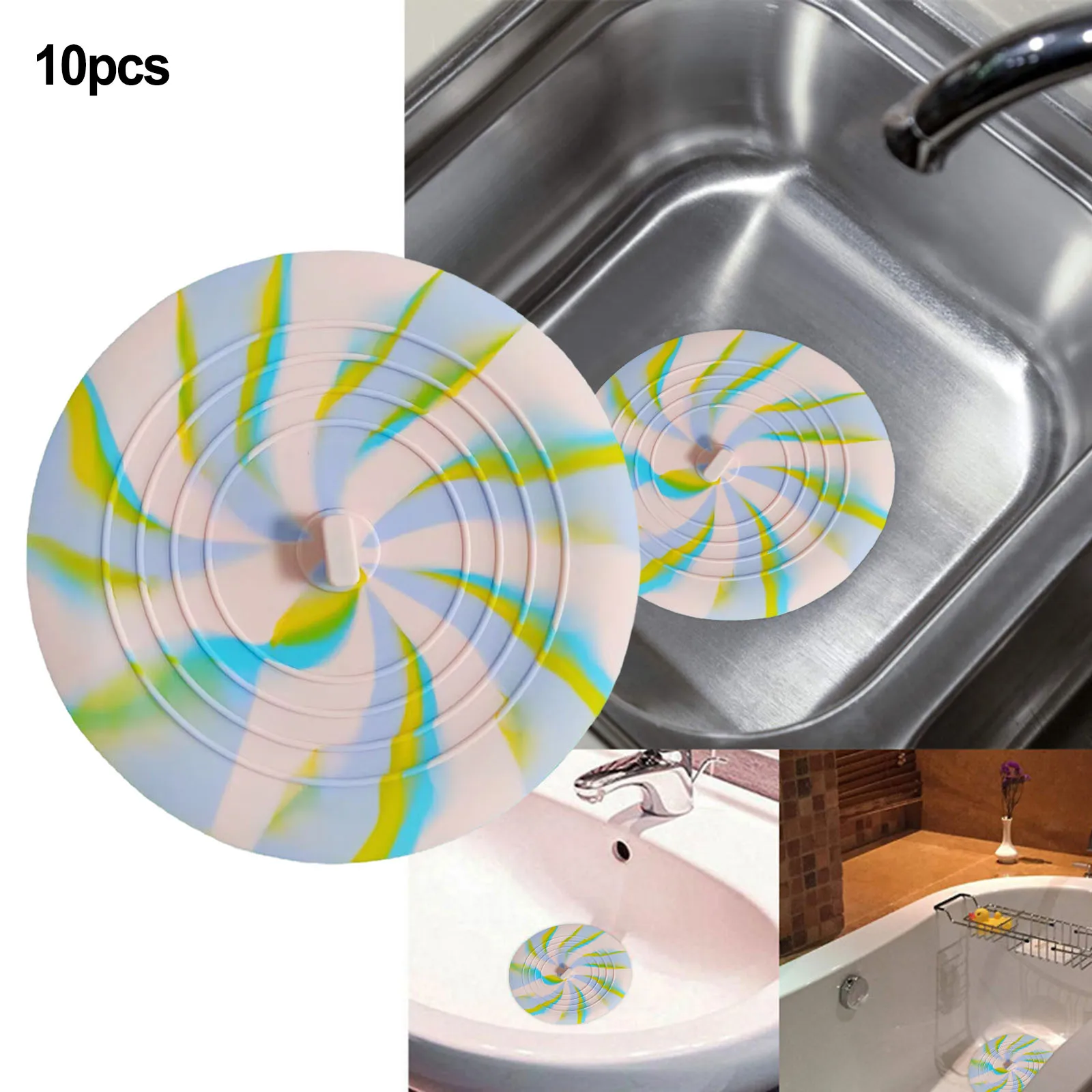 

Силиконовая пробка для раковины, противозапаховая сливная пробка, большая плоская всасывающая крышка для кухонной раковины, душа и ванны-2/10 штук в упаковке