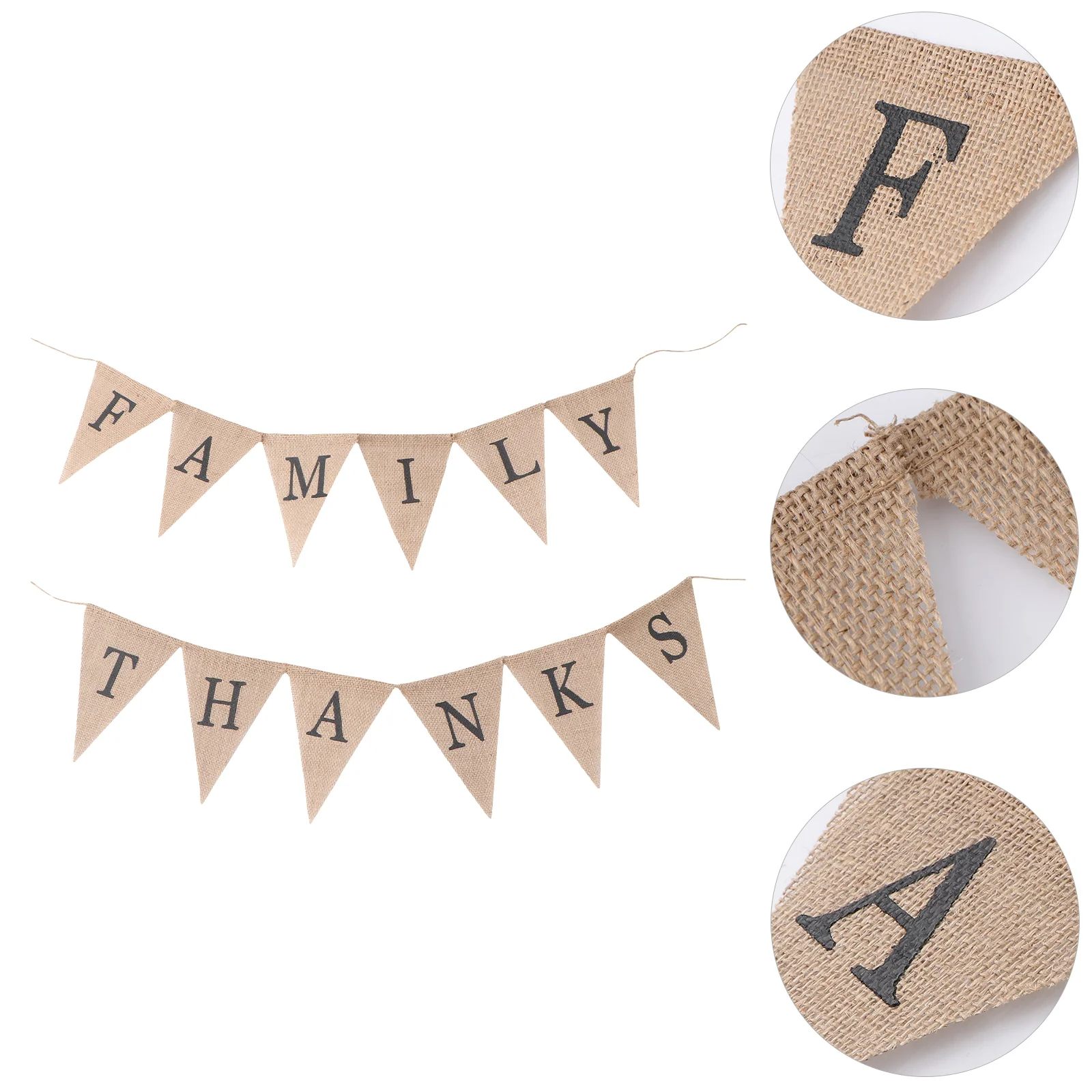 

1pcs Bunting Banner Jute Creative Thanks Family Letters Burlap Banners for Supplies Party