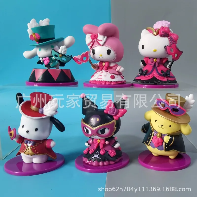 

Cartoon Sanrioed Cinnamoroll Kuromi Kawaii Mode Toy Girl Heart My Melody Masquerade Series Desktop Car Decoration Festival Gift