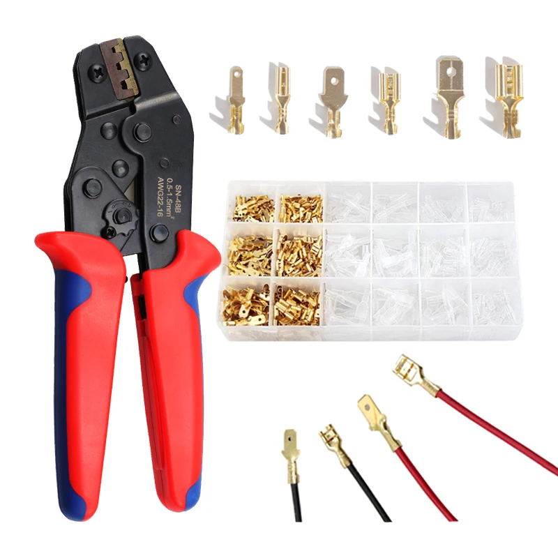 

Universal Spring Plug Wire Crimper Pliers Electrical Insulated Assortmen Crimping Hand Tool 0.5-1.5mm² Connection Terminals