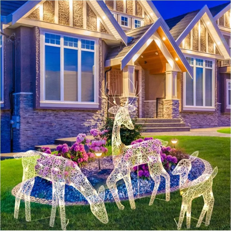 

Silver Christmas Led Light Art Elk Deer Garden Decor Garden Christmas Luminous Deer Home Decor Christmas Deer Lightings Creative