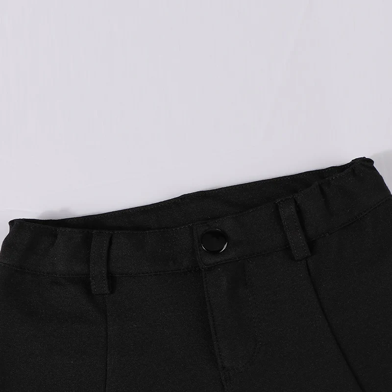 Boys long pants black all seasons trouser high elasticity waistband fashion pants summer kid clothes pants front zipper opening