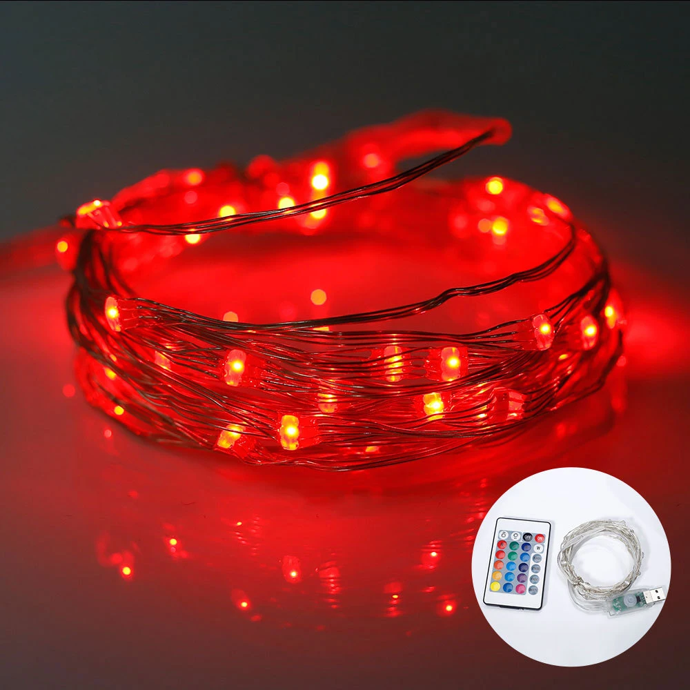 

Battery/USB with Remote RGB Fairy Copper Wire String Light LED Outdoor Holiday Lighting Wedding Home Christmas Tree Decoration