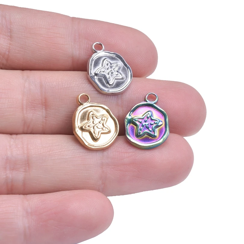 

6pcs Charms Starfish Sea Star Stainless Steel Pendants Ocean Marine Life Charm For Jewelry Making DIY Necklace Handmade Craft