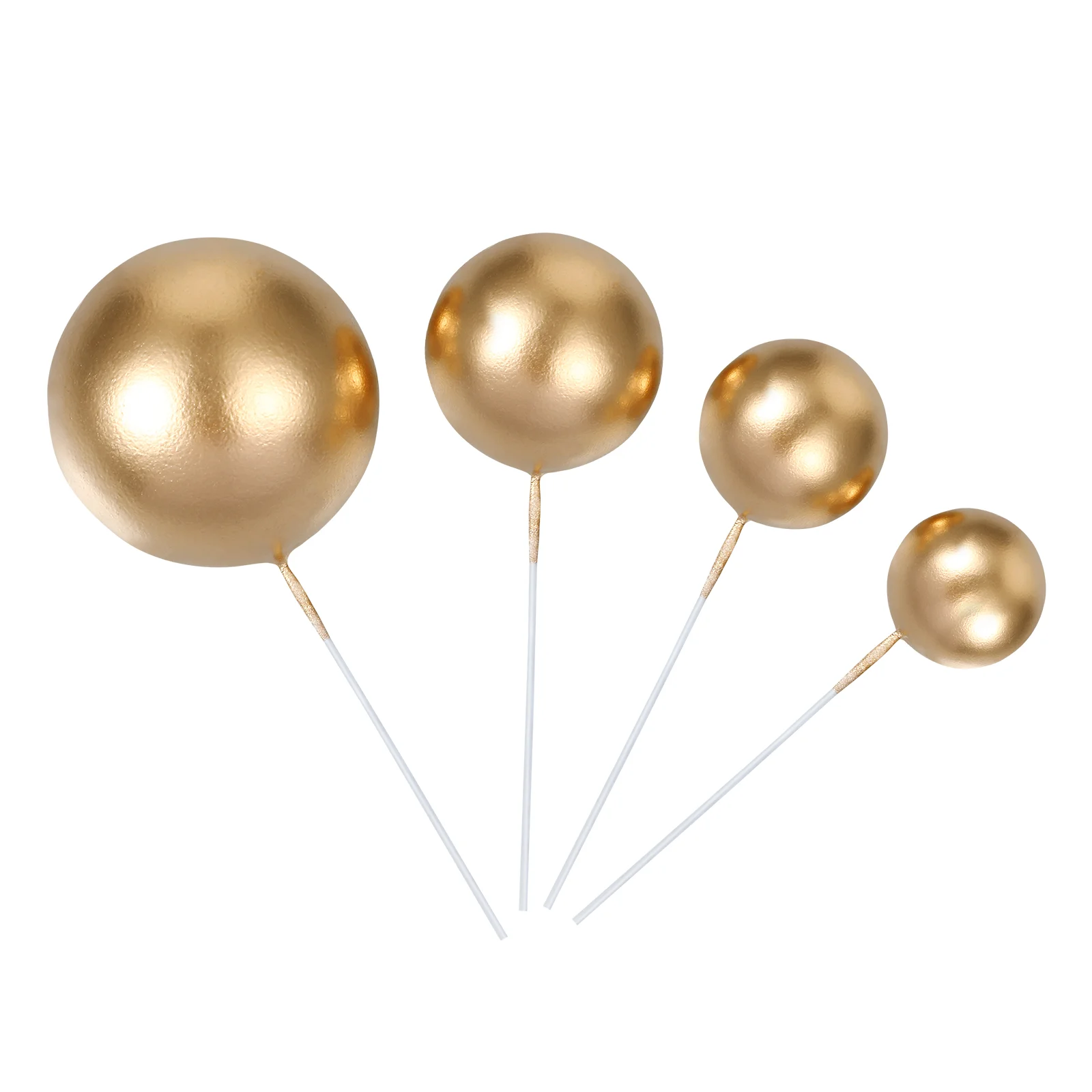 

Cake Topper Decorations Ball Gold Foam Picks Toppers Balloon Balls Birthday Cupcake Mini Party Decoration Bubble Happy Wedding