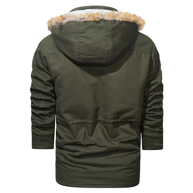 2022 Men's Winter Thick Warm Cargo Jacket Casual Fleece Hooded Windproof Parka Male Solid Multi Pocket Jacket Plus Size 4XL 5XL