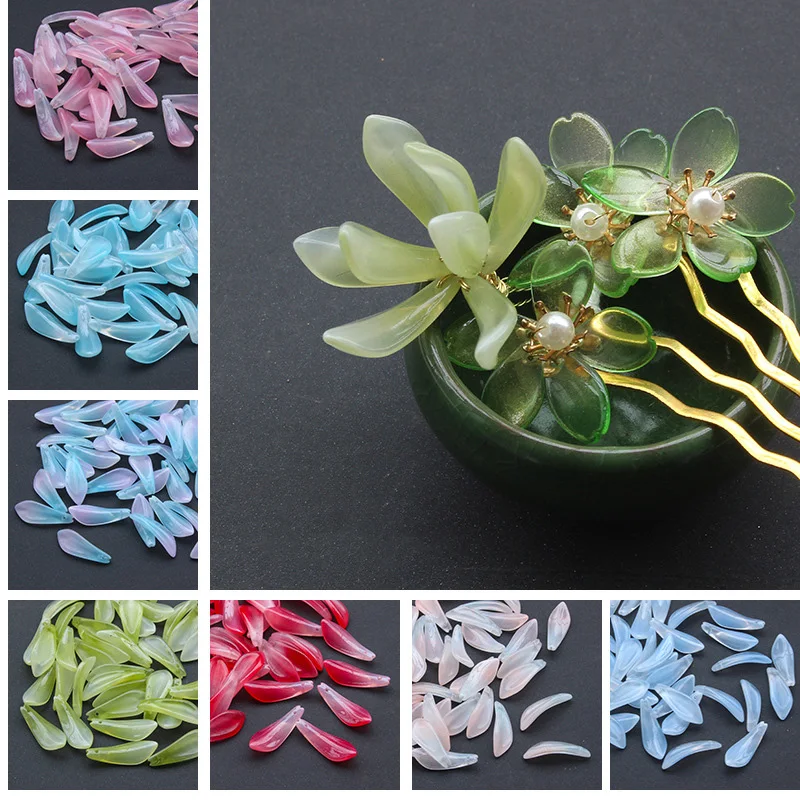 10 шт., стеклянные подвески в форме лепестков листьев, 9x25 мм