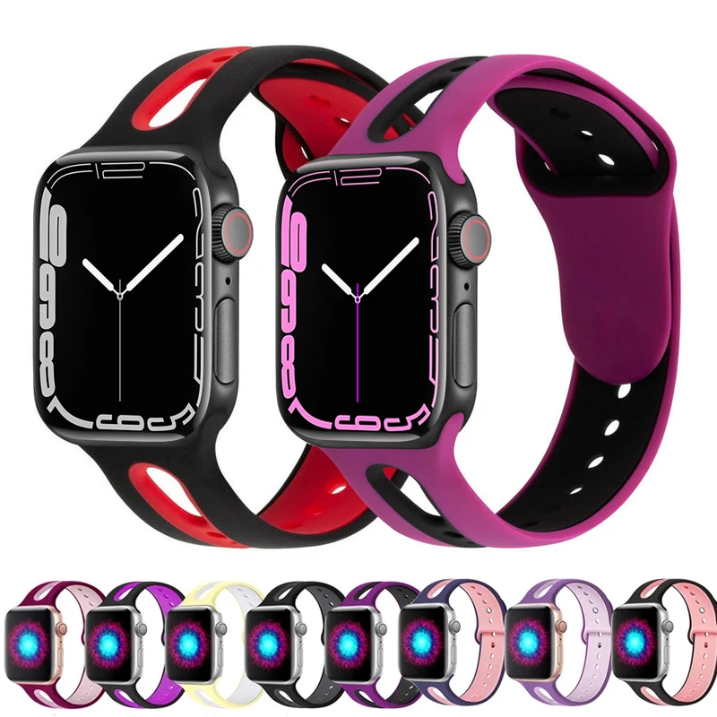 

Ремешок для Apple Watch band 42 мм 40 мм, браслет для iwatch band 44 мм 38 мм, силиконовый браслет для Apple watch Series 7 6 se 5 4 3