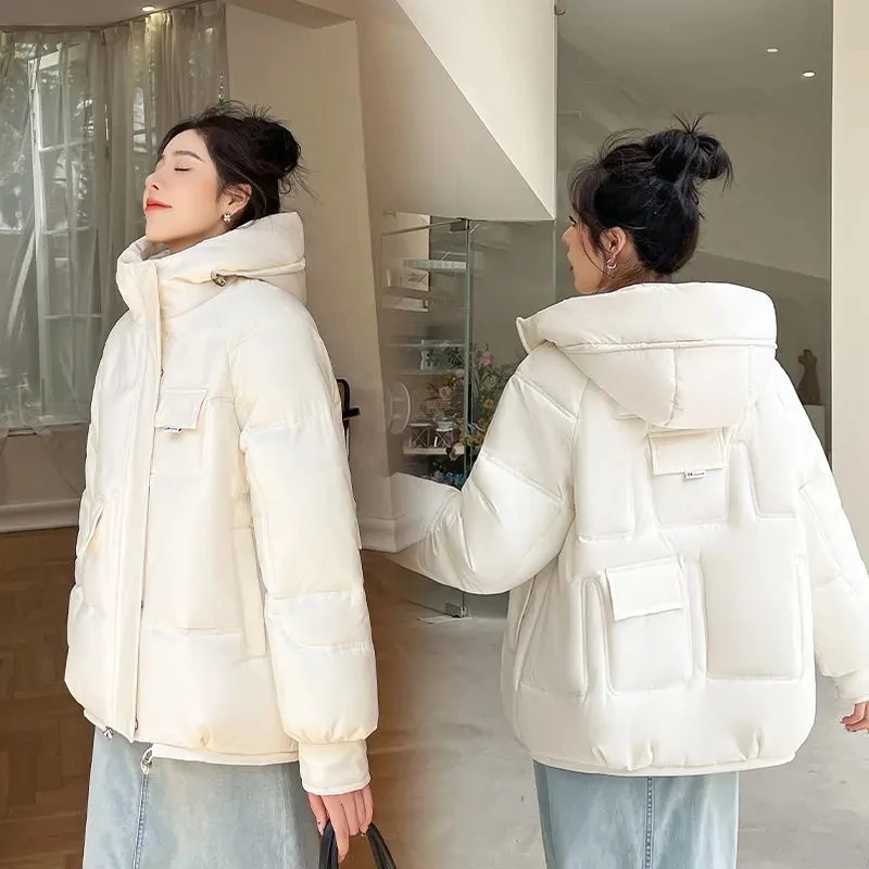 Women Winter Cotton Padded Jacket 2022 New Warm Thick Cotton Padded Coat Female Winter Hooded Parkas Coat Women Loose Outwear