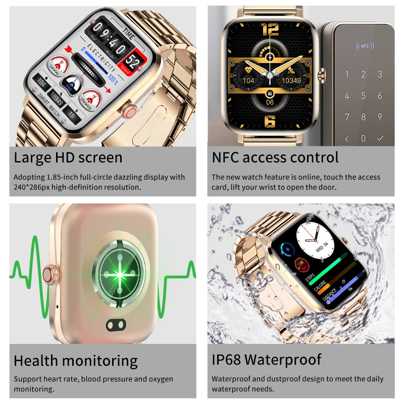 LIGE NFC смарт-часы Bluetooth Вызов IP68 водонепроницаемый пользовательский циферблат