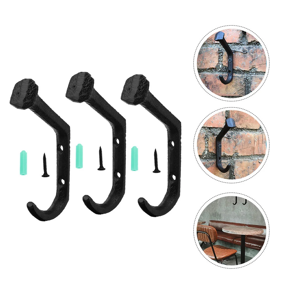 

3pcs Nail Shaped Hook Vintage Wall Hanging Hook Clothes Hanger Wall Mounted Hook