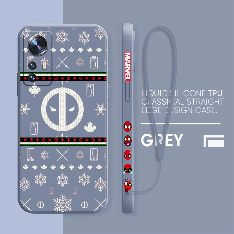 

Cute Marvel Cartoon Logo Phone Case For Xiaomi Mi 12 12T 11 11T 10 10T 9 9SE Lite Pro Ultra A3 Liquid Left Rope Cover Coque Capa