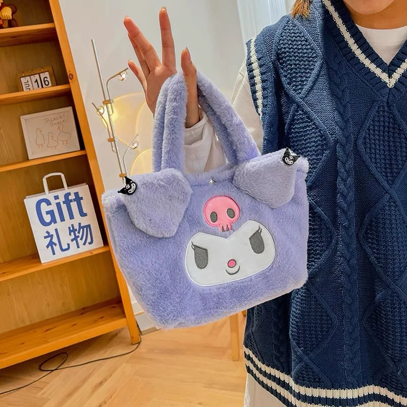 

Kawaii Sanrio Plush Bag Kuromi Kitty Plushie Backpack Anime Melody Cinnamoroll Cartoon Stuffed Handbag Birthday Gifts for Girls
