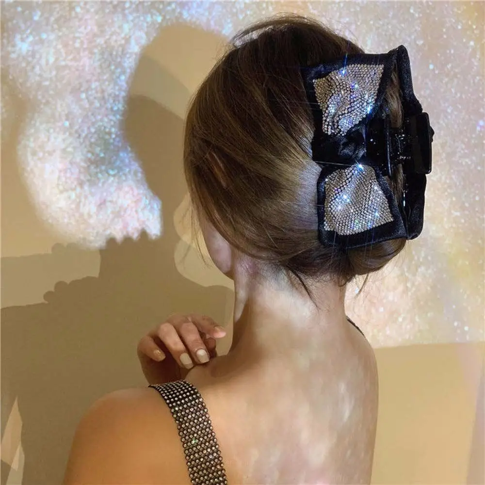 

Girls Ladies Women Rhinestone Diamond Fashion Big Ribbon Bow Bow Hair Clips Hair Claws Korean Style Hair Ornaments