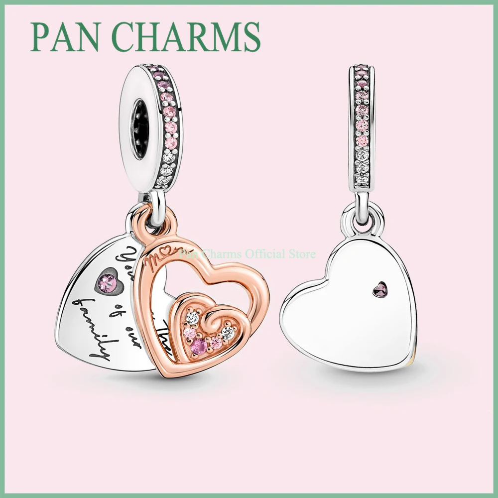 

Wholesale 30% Silver Entwined Infinite Hearts Double Dangle Charm Beads Fit Original Snake Bracelet Jewelry For Mother's Day New