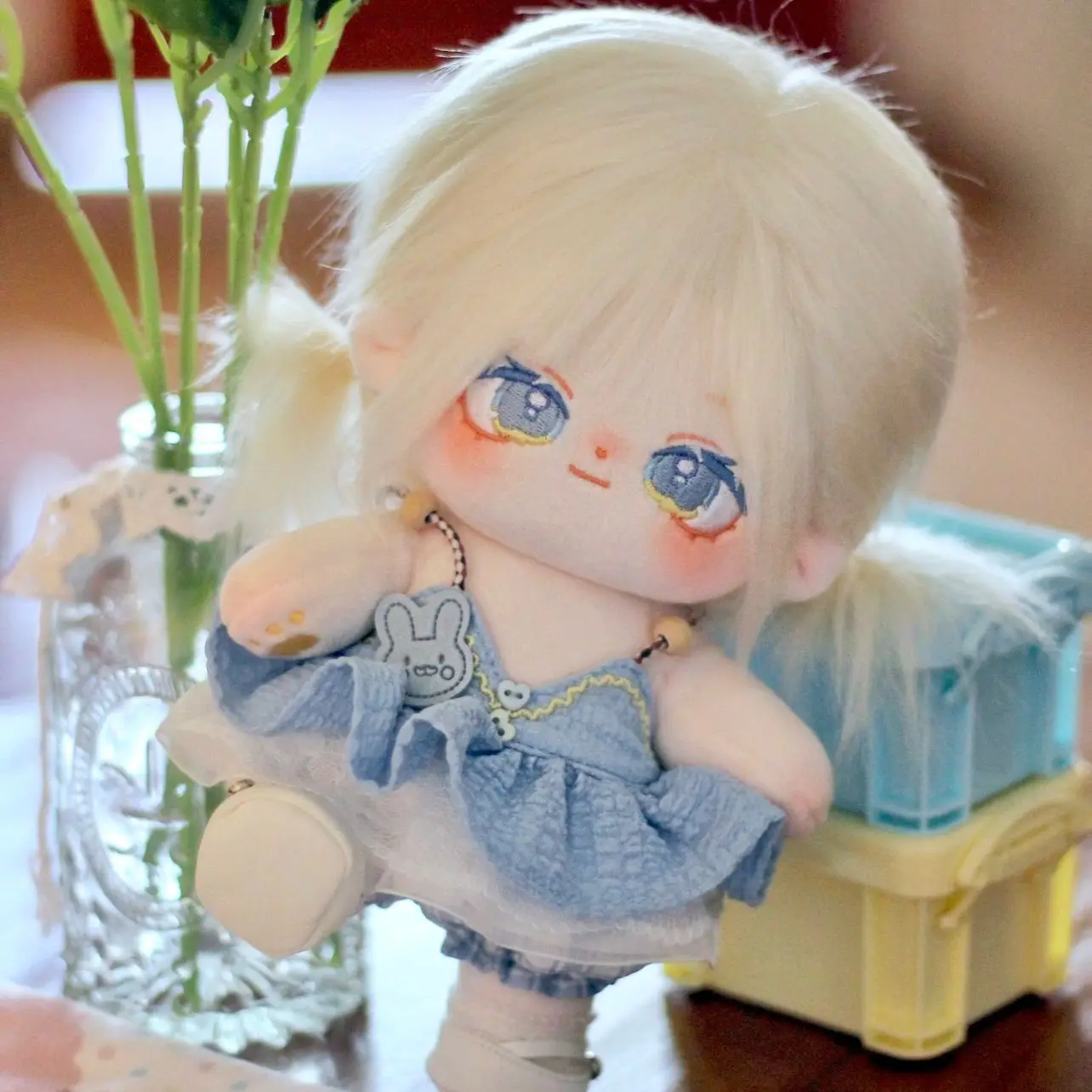 

No Attribute Mian mian Cute Girl Fried Hair 20cm Plush Stuffed Cartoon Doll Toy Body Plushie Cosplay Pillow Kpop idol Xmas Gift