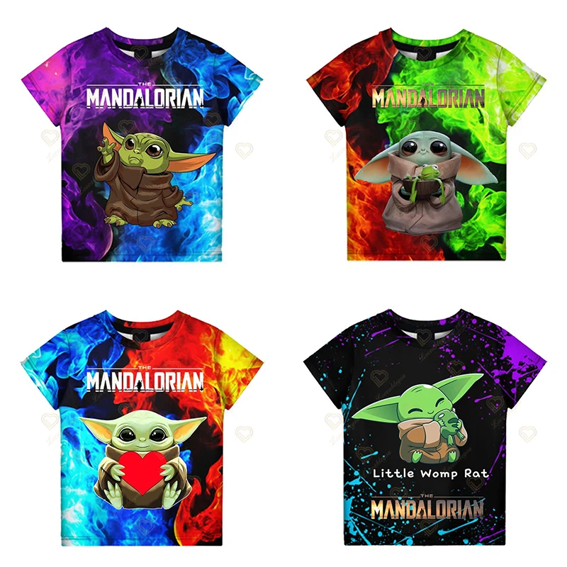 

2022 Summer Disney 3D T Shirt Men Women Children Baby Yoda Casual Streetwear Boy Girl Kids Print T-shirt Cool Tops Tee