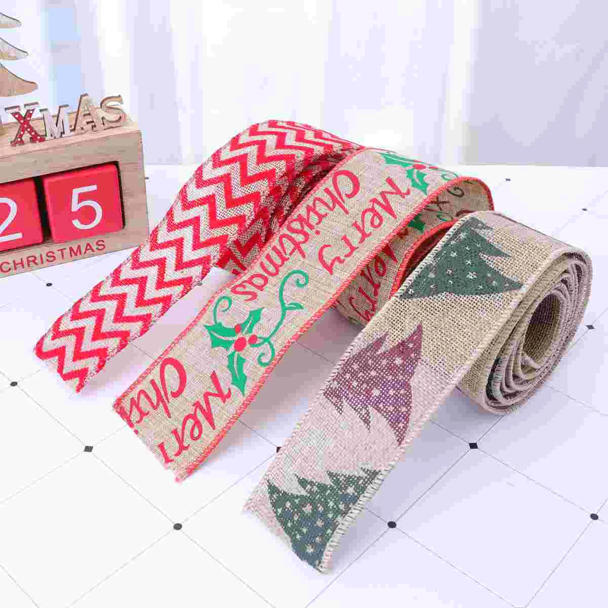 

7Pcs Ribbon Christmas Gift Wrapping Ribbon Christmas Tree Ribbon Christmas Jute Ribbon Xmas Party Holiday Burlap Ribbon