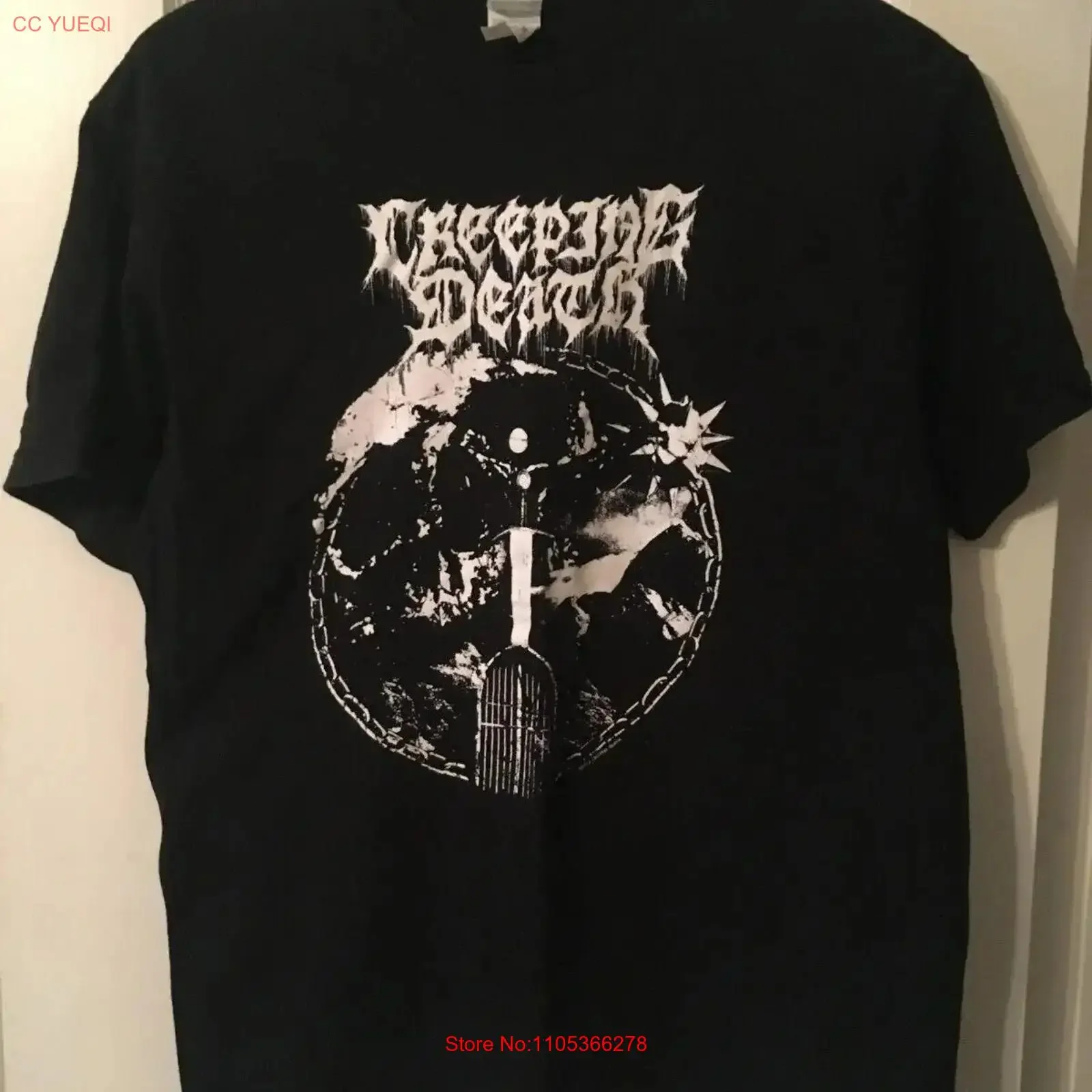 Фото Футболка Creeping Death, размер M, Metal Texas Fuming Mouth Gatecreeper, винтажная, с эффектом потертости, удобная, в стиле стритвир. №1