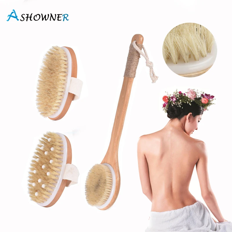 

Щетка для сухой кожи, мягкая щетина из натуральной щетины, щетка для душа и ванны, отшелушивающая щетка для тела