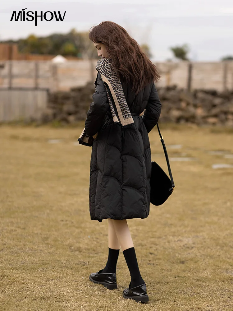 MISHOW Down Jacket Women 2022 Winter Warm White Duck Long Down Coat Thicke Single Breasted Parkas Elegant Outerwear MXB48Y0156