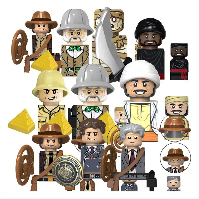 WM TV6301 Movies Indiana Jones Professor Henry Rene Mummies Belloq Building Blocks Cartoon Mini-Figures Action Toy Bricks Kids