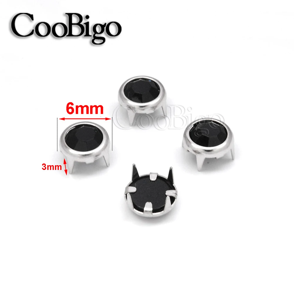 Круглые заклепки с кристаллами 6 мм 100 шт.