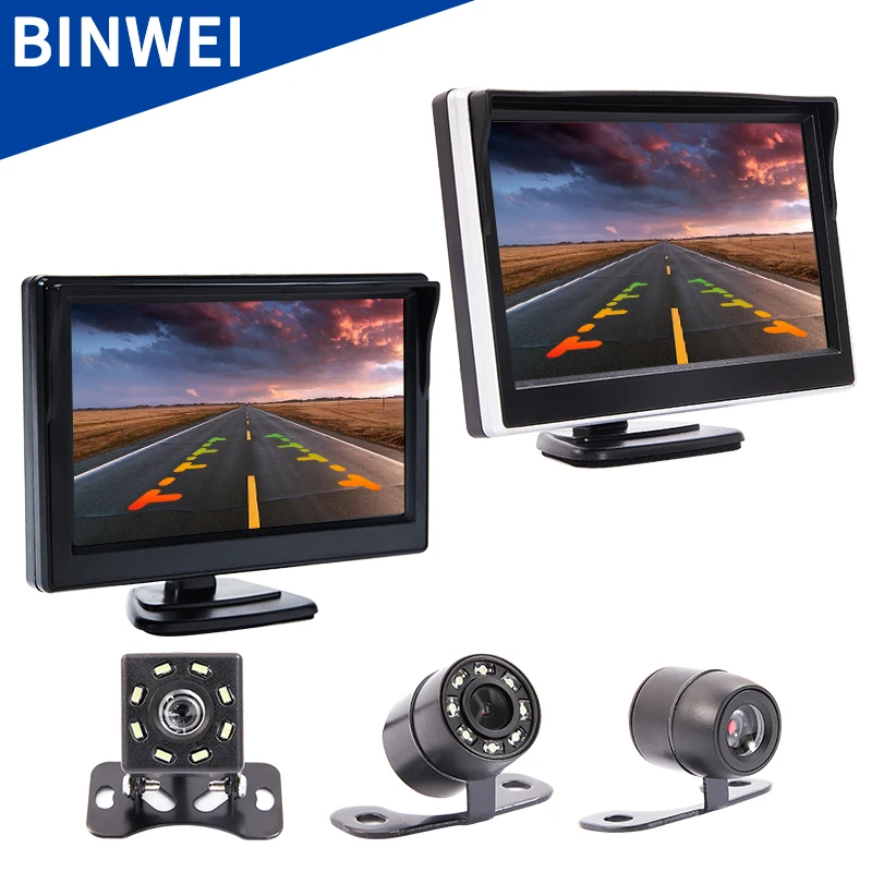BINWEI 5 Inch TFT LCD Screen Car Monitor HD800*480 Reversing Parking  with 2 Video Input,Rearview Camera Optional