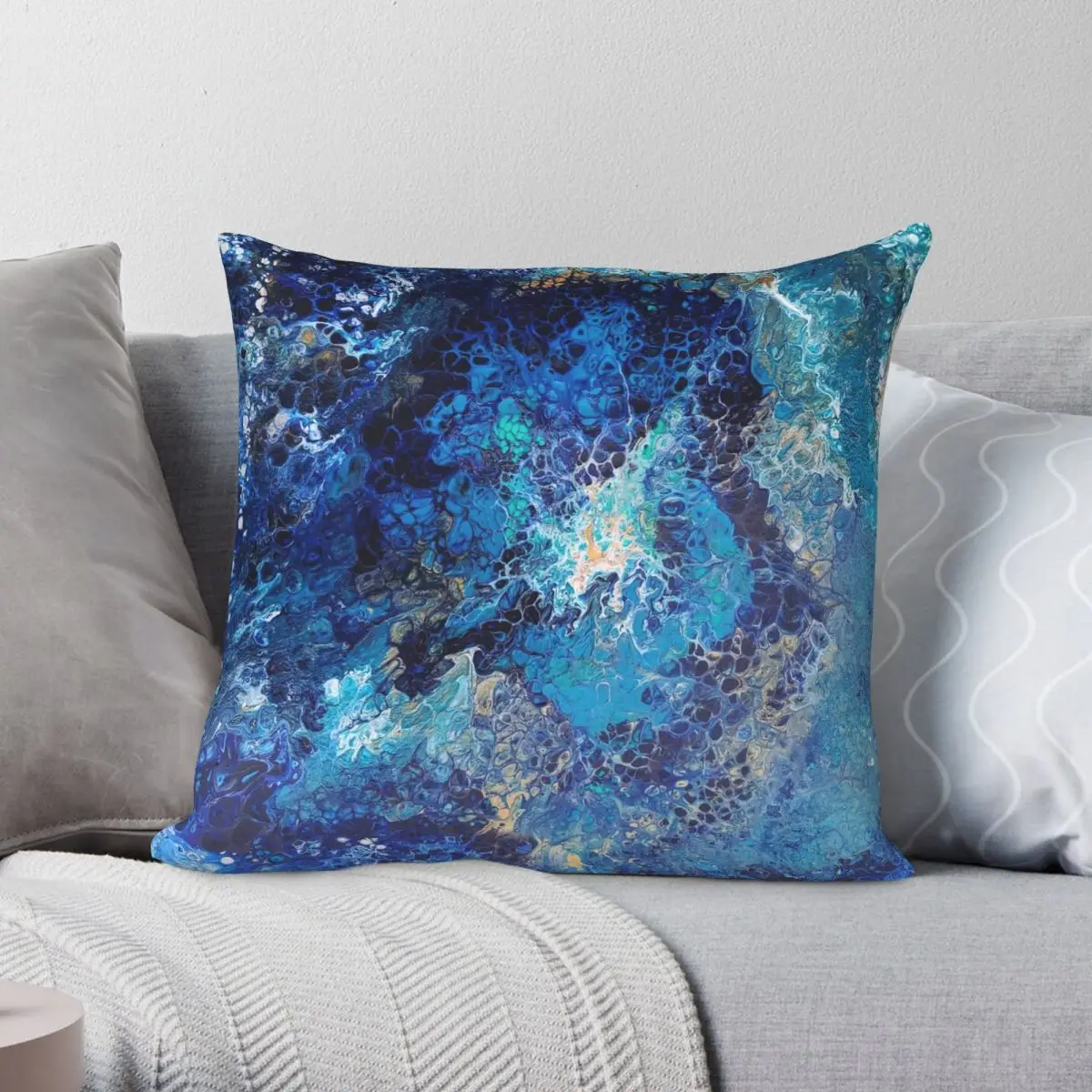 

Blue Infinity Square Pillowcase Polyester Linen Velvet Printed Zip Decor Pillow Case Car Cushion Cover 45x45