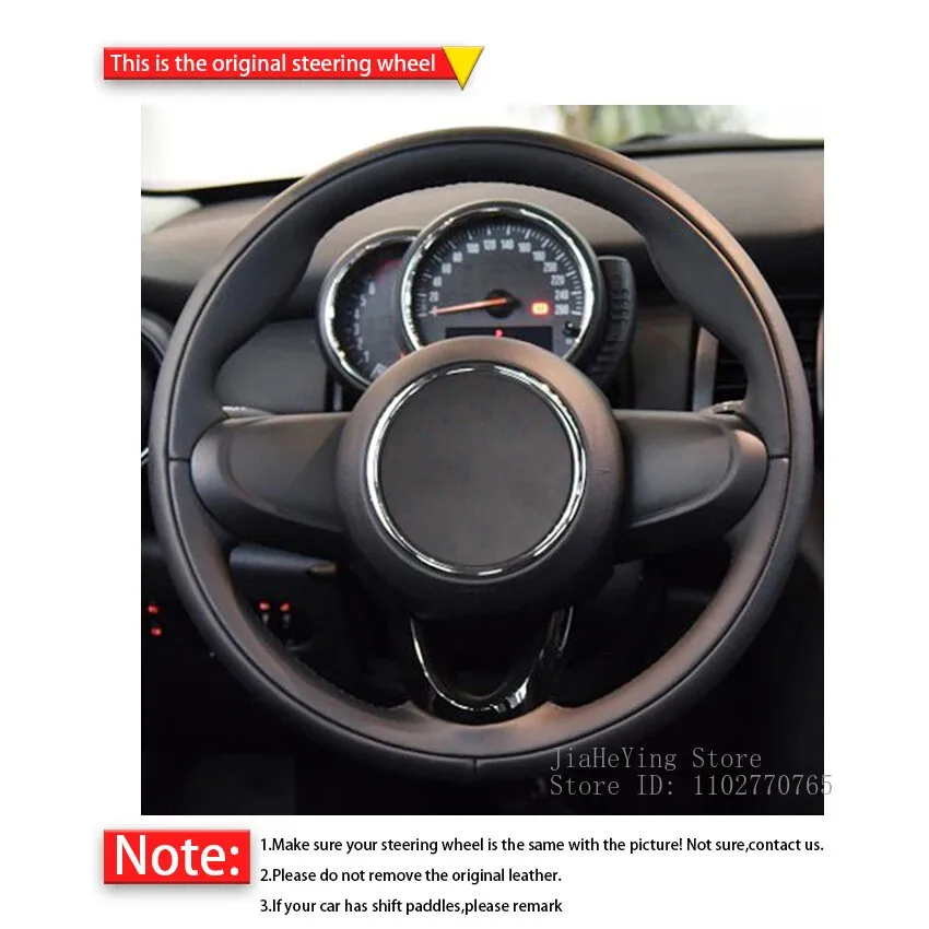 Фото Кожаный чехол на руль ручной работы с противоскользящим покрытием для Mini Cooper Coupe Clubman Countryman, аксессуары для интерьера №3