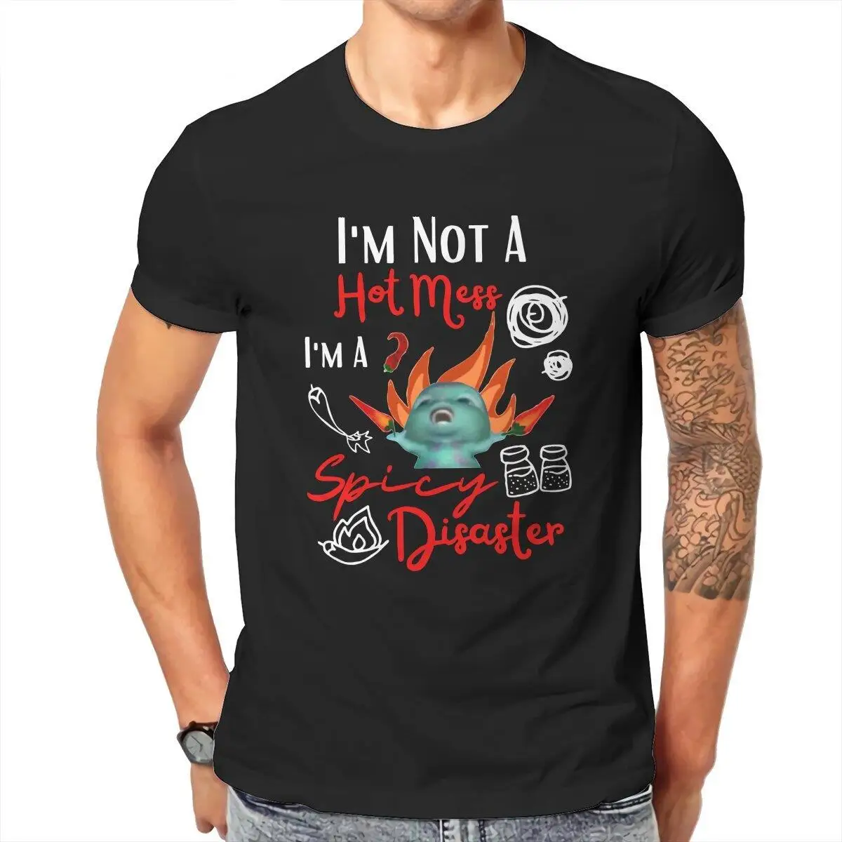 Men T-Shirts Bibble I Am Not A Hot Mess I Am A Spicy Disaster  Casual Cotton Tees Short Sleeve  T Shirt Crew Neck Clothes Party