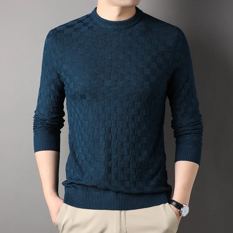Sweatshirt Top New Fashion Brand Knitted Pullover Ordinary Fashion Men  Luxury Design Korean Plaid Sweater Casual Men's Clothing