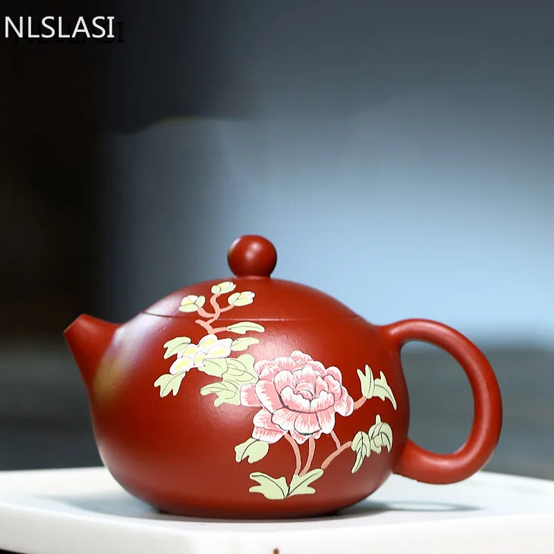 

Чайный чайник из фиолетовой глины Yixing в китайском стиле, чайник ручной работы с рисунком роз, чайник для чая Xishi, чайная посуда Dahongpao для чайн...