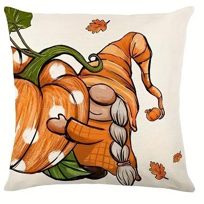 

Полиэстерная наволочка с гномом и тыквой