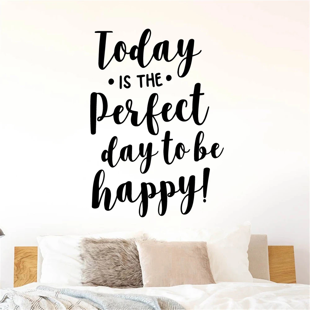 

Wall Decals Today Is The Perfect Day To Be Happy Quotes Stickers Vinyl Murals Wallpaper Kids Rooms Nature Decor Poster DW14399