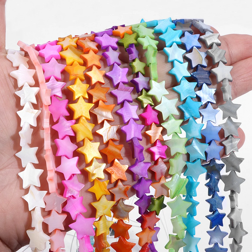 6 8 10 12mm Colorful Dyeing Flat Beas Shell Star Pearl Spacer Beads For Jewelry DIY Handmade Bracelet Necklace Accessori - купить по
