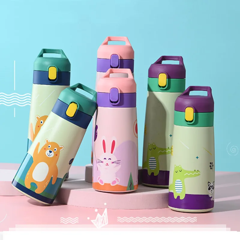 Купи 350ml/500ml Water Bottle Kids Thermos Mug Double Stainless Steel Cartoon Vacuum Flask Tumbler Children Cute Thermal за 794 рублей в магазине AliExpress