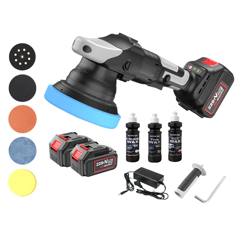 900W Cordless Car Polishing Machine Brushless 125mm Rechargeable Eccentric Polishing Machine Wireless Coating Waxing Machine Kit