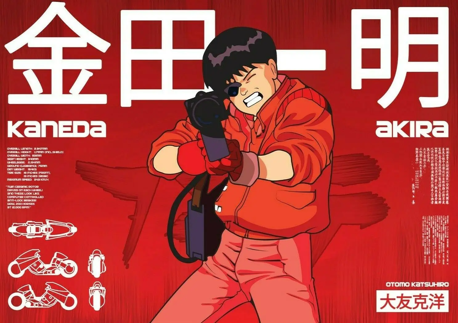 Шелковый плакат Akira с художественным принтом для домашнего декора