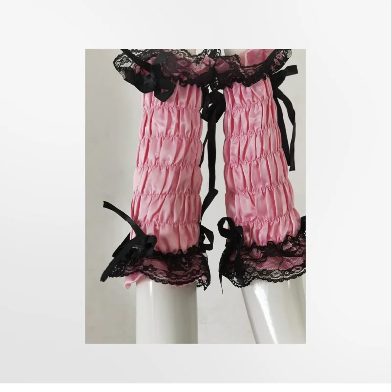 

Adult Women's Sexy Satin Lace Long Gloves Maid Sissy Matching Skirt Winter Elbow Long Gothic Gloves Custom